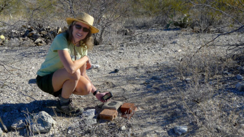 Jennifer uses GPS to find a survey mark in the desert near Tucson, Arizona
